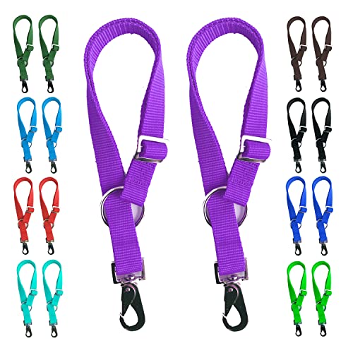 Majestic Ally Pack of 2 Horse Water Bucket Strap Hangers - Adjustable 18” to 30” length – for Indoor or Outdoor Use - color: Purple