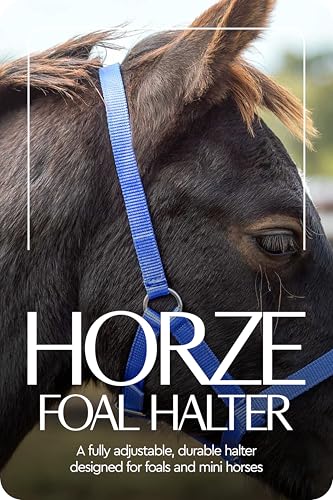 HORZE Adjustable Mini Horse Halter, Nylon Design for Foals, Colts, Fillies - color: Blue