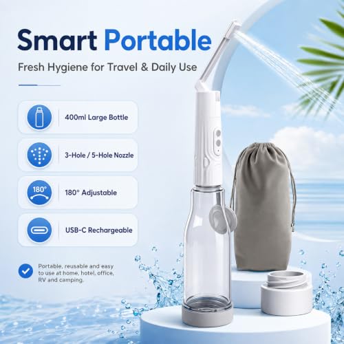 Portable Bidet for Travel, 400ml Rechargeable Electric Bidet Sprayer