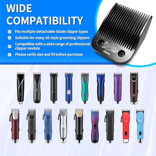 Size 3/4HT Detachable Pet Grooming Clipper Blade with Steel Cutter, 3/4 Inch (19 mm) Cut Length, Black, Compatible with Andis, Oster A5, Wahl KM10, 1 Pack - color: Black, size: 3/4HT 19mm