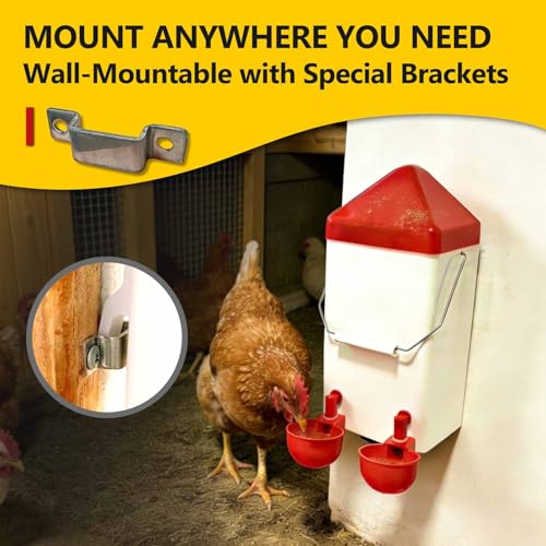 PVC Hanging Chicken Waterer with Hook, 1 Gal, 2 Auto-Fill Cups & Nipples