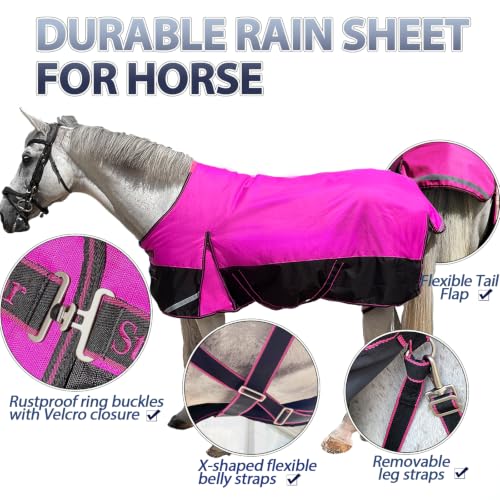 1200D Ripstop Horse Turnout Rain Sheet(No Fill) Hot Pink 81'' - color: Hot Pink 0g Fill, size: 81''
