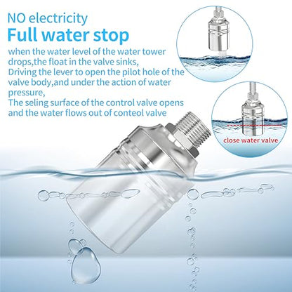 1/2" to 3/4" 1" Water Mini Float Valve,304 Stainless Steel Fully Automatic Level Controller Valve for Wate Tank, Livestock Troughs, Pool, Distiller