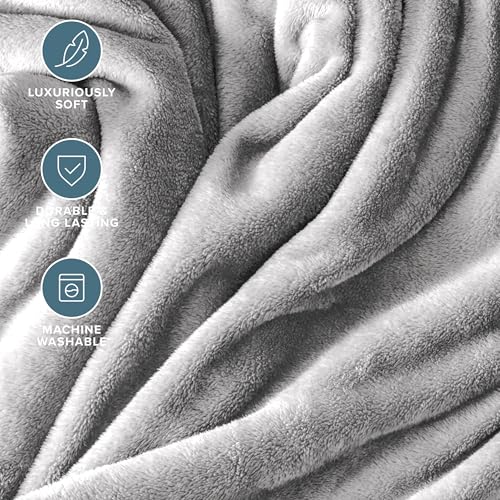 Bare Home Fleece Blanket Luxury Microplush (Full/Queen, Light Grey) - color: 03 - Light Grey, size: Full/Queen
