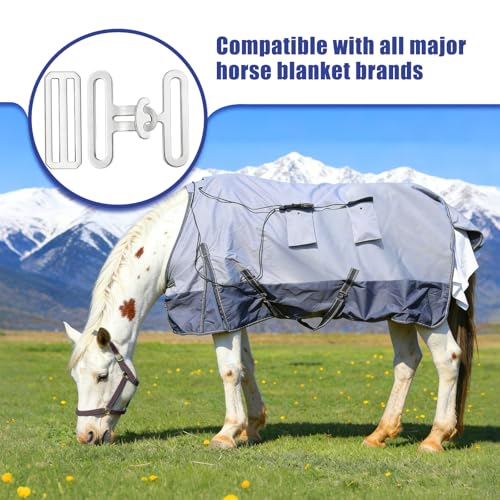 12 Pcs Universal Horse Blanket Surcingle Buckle Replacement Kit - Heavy Duty Hardware for Connection Webbing Strap Buckle - for Horse Blanket Repair and Restoration (4 Sets)