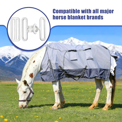 12 Pcs Universal Horse Blanket Surcingle Buckle Replacement Kit - Heavy Duty Hardware for Connection Webbing Strap Buckle - for Horse Blanket Repair and Restoration (4 Sets)