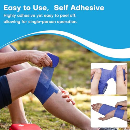 Self Adhesive Bandage Wrap, 2 Pack 2 Inch x 5 Yards Cohesive Tape, Elastic Wrap for Sports Injury, Athletic Training, First Aid, Animals (Skin Color)