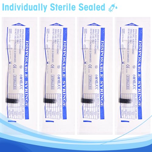 60ml Syringes without Needle, Large Plastic Liquid Syringe, 4 Pack