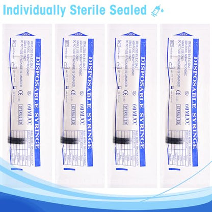 60ml Syringes without Needle, Large Plastic Liquid Syringe, 4 Pack