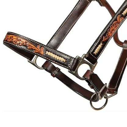 Professional's Choice Heritage Rawhide Braid Halter | Stainless Steel Hardware, Throat Snap and Adjustable Chin