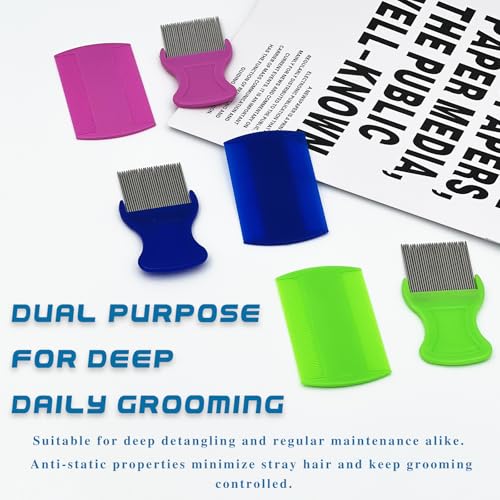 6-Piece Flea & Lice Comb Set for Pets, Double-Sided Grooming Combs for Cats, Dogs & Small Animals