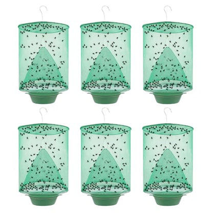 6 Pack Hanging Ranch Fly Traps, Reusable Fly Catcher, The Most Efficient Fly Cage Trap for Indoor & Outdoor Use, Ideal for Family Farms, Parks, Restaurants