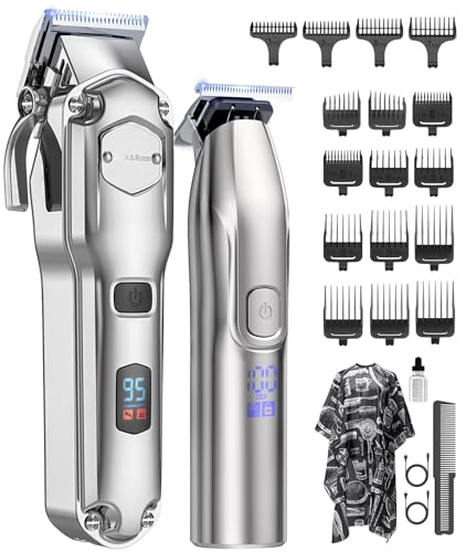 Jack & Rose Clippers and Trimmers Set, Cordless Hair Clippers for Men, Barber Clippers Set - color: Silver