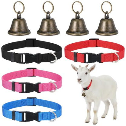 4 Pack Sheep Grazing Copper Bells & Adjustable Nylon Collar Set