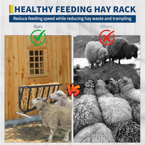 Hay Feeder for Horses, 27 Inch Long Wall Mounted Hay Rack - size: 27 inch