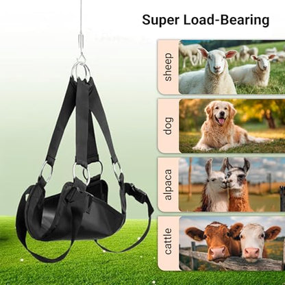Calf Sling for Weighing 30"x25" up to 400 LB - Heavy-Duty 1800D Livestock Weighing Sling for Newborn Calf, Lamb, Goat, Alpaca, Pig, Dog - Hoof Trimming, Hanging Scale & Recovery Support (Large)