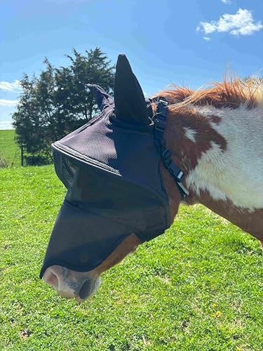 Solar Vizor Horse Fly Mask with Ear and Nose (Size Pony), Innovative Design - 100% UV Eye Protection for Horses with Uveitis, Photosensitivity, Ulcer, Head Shaking, Protects from Flies, Insects, Dust - size: PONY
