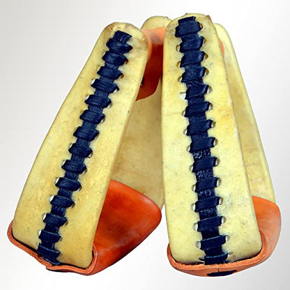 HILASON Horse Western Saddle Stirrup Rawhide Leather Stirrups Pair | for Barrel Racing Horses
