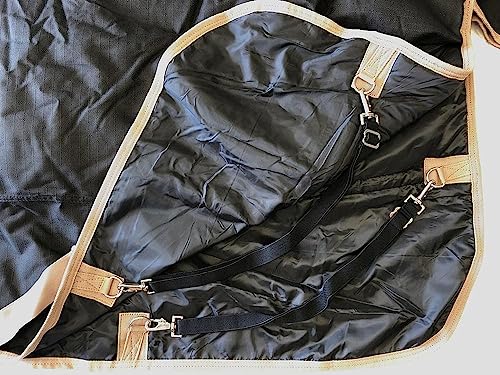 AJ Tack 1200D Waterproof Winter Horse Blanket - 400g Heavyweight Turnout with Fleece Collar, Shoulder Gussets & Tail Flap - Black 80" - color: Black, size: 80 Inches