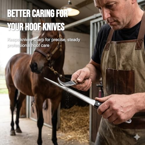 Hoof Knife Sharpener,10-Inch Professional Farrier Honing Rod, Ergonomic Solid Wood Handle Sharpener for Hoof Knives and Farm Blades