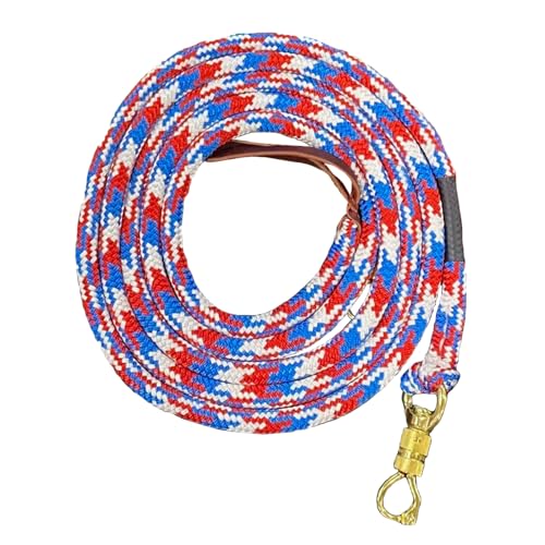 PARELLI 12 Foot Training Rope - Strong Everyday Use All-Purpose Horse Lead Rope with Loop & Latigo Popper | 9/16" Diameter Smooth Yachting Braid, Red, White & Blue - color: Red, White & Blue