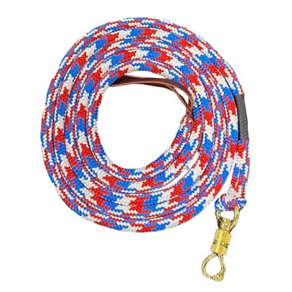PARELLI 12 Foot Training Rope - Strong Everyday Use All-Purpose Horse Lead Rope with Loop & Latigo Popper | 9/16" Diameter Smooth Yachting Braid, Red, White & Blue - color: Red, White & Blue