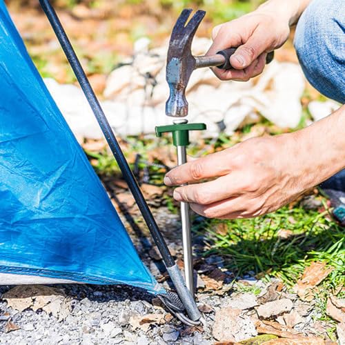 Eurmax USA 20-Pack Secure Protection Galvanized Tent Stakes,Rust-Proof Steel Canopy Anchors for High Winds,Heavy Duty Commercial Ground Pegs for Camping,Pop Up Tents&Gazebos - Includes 4x10ft Ropes - color: Green, style: Stakes 20-pack