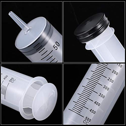 BBTO 2 Pieces 500 ml Large Plastic Syringes with 40'' Tube and Connections - size: 500 ML