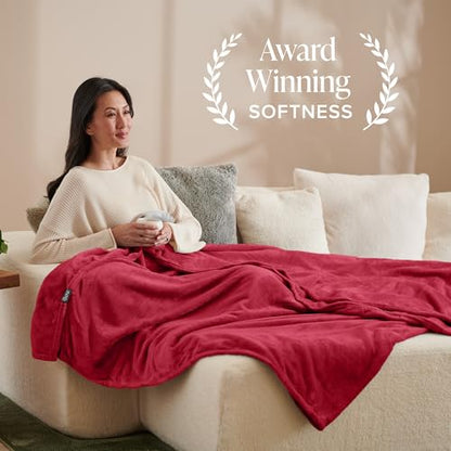 Bare Home Fleece Blanket Luxury Microplush (Full/Queen, Red) - color: 25 - Red, size: Full/Queen
