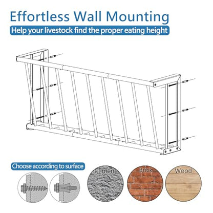 Wall Mount Hay Rack 25 Gallon | 40'' Long Livestock Hay Feeder Carbon Steel Hay Feeder for Sheep, Goats, Horses, Indoor Outdoor Uses - size: 25INCH