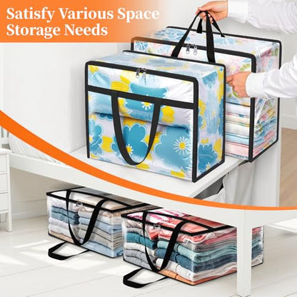 SpaceTrove Clear Storage Bags, 8-Pack Under Bed and Closet Organizers 90L - size: 90L
