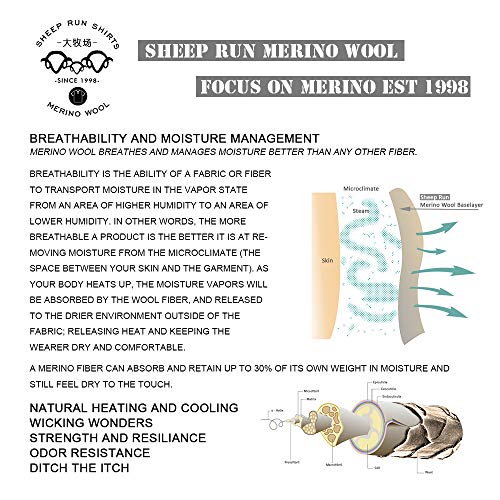SHEEP RUN Men's Merino Wool Lightweight Hiking Running Workout Breathable Base Layer T Shirt - color: Black, size: Small