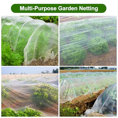 Jevrench 4 x 50 ft Garden Netting Row Cover, Ultra Fine Mesh for Plants | Protective Plant Netting for Gardens, Raised Beds and Greenhouses, Mesh Cover for Vegetables, Fruit Trees and Flowers - size: 4ft x 50ft