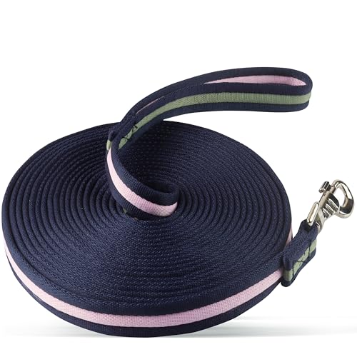 26FT Horse Lunge Line, Multi-Use Training Leash, Equine Lunge Rope - color: Navy Blue/Light Pink