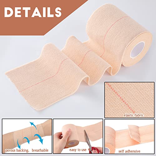 Tondiamo 8 Rolls Elastic Tape Adhesive Elastic Tape Self Adhesive Bandages Wrap Flexible Stretch Bandages Athletic Sports Skin Strips for Sports Ankle, Knee and Wrist Animal Pets (4 Inch X 5 Yard) - size: 4 Inch x 5 Yard