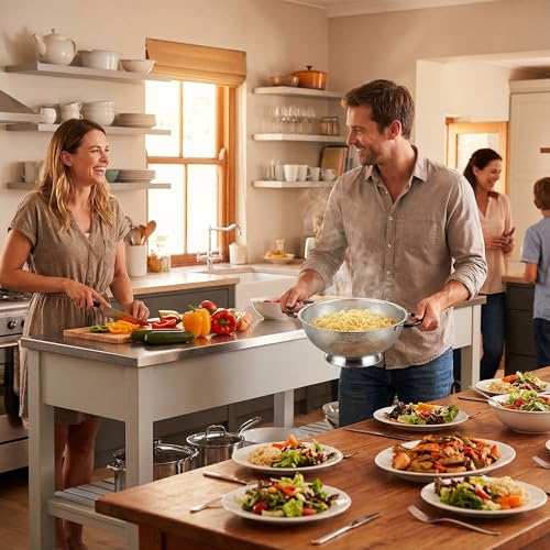 304 Stainless Steel Colander, 3 Quart Micro-Perforated Strainer with Heavy Duty Plastic Handles - Fast Draining Metal Basket for Rinsing Rice, Washing Vegetables, Draining Pasta - Dishwasher Safe - size: 3QT-plus