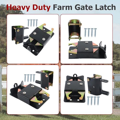 findmall Heavy Duty 2 Way Farm Gate Latch 1 Pack Fence Gate Accessory | For Metal Gates, Livestock Areas, Horse Corrals Ranches and Farms with Mounting Screws and Directions