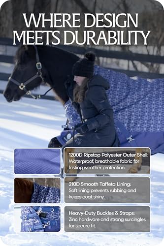 Equinavia Arktis Extended Neck Light Weight Turnout Blanket 100g - Skipper Blue - 75 in - color: Skipper Blue, size: 75 in