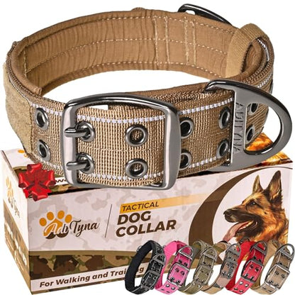 ADITYNA Heavy Duty Dog Collar for Large Dogs with Traffic Handle - color: Coyote Brown, size: Large: Fit 18-23" Neck