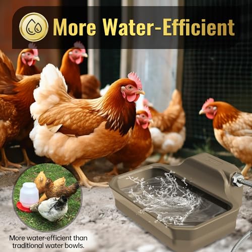 135OZ Automatic Water Dispenser for Large Dogs Patented Outdoor Dog Water Bowl Dispenser Automatic Dog Feeder Fit 3/4'' GHT Faucet Dog Waterer Include Water Hose Extra-Large Drinking Area Brown - color: Brown