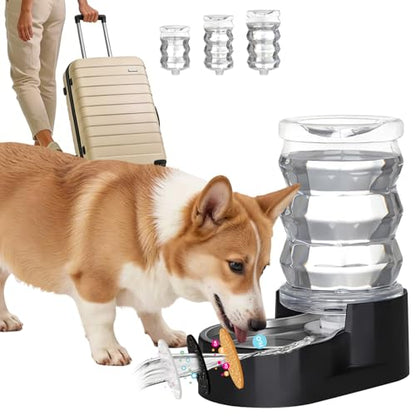RIZZARI 7L Dog Water Bowl Dispenser:Black Stainless Steel Gravity Bowl - color: Dark Black, size: 7L