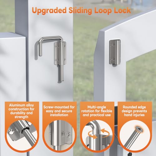 Upgraded Sliding Door Loop Lock, Gate Latches, Silver-2PCS - color: Silver-2PCS