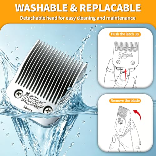 Size 5/8HT Detachable Pet Grooming Clipper Blade with Ceramic Cutter, 16mm 5/8 Inch Cut Length, Silver, Compatible with Andis, Oster A5, Wahl KM10, 1 Pack - color: Silver, size: 5/8HT 16mm