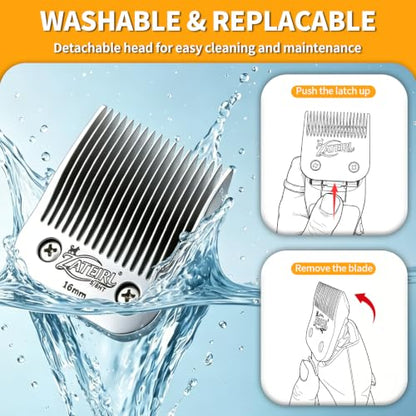 Size 5/8HT Detachable Pet Grooming Clipper Blade with Ceramic Cutter, 16mm 5/8 Inch Cut Length, Silver, Compatible with Andis, Oster A5, Wahl KM10, 1 Pack - color: Silver, size: 5/8HT 16mm