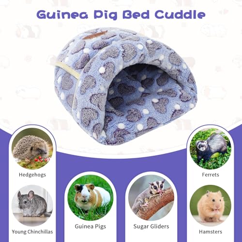 YUEPET Guinea Pig Bed, Warm Fleece Cuddle Cave, Purple Heart - color: Purple Heart, size: 1PCS