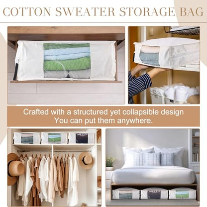 3 Pcs Cotton Sweater Storage Bags 20 Inch for Cashmere - size: 20 inch