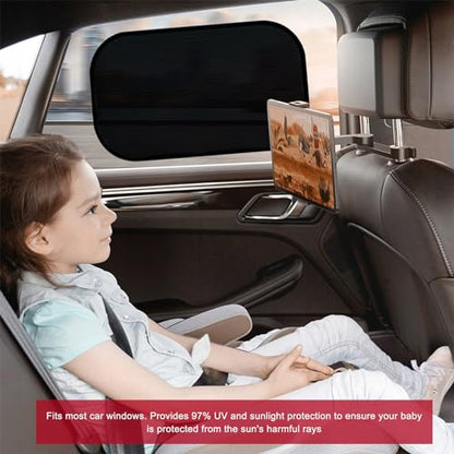 povtii 2PCS Car Window Shades, 21"×14" Side Window Screens Sun Shade Blocker for Your Child, Universal Glare Shield and UV Rays Protection Car Accessories Cling Window Cover (Black) - color: Black
