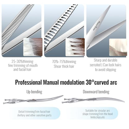 Dog Grooming Scissors: 5 in 1 Pet Shears Set Made Of Japanese 440c Advanced Stainless Steel Professional Grooming Scissors for Dogs Cats and Other Pets