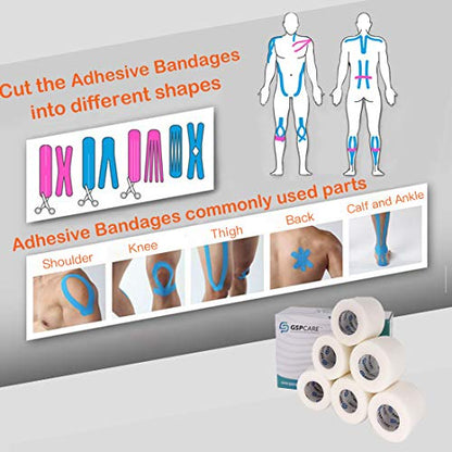 Self Adhesive Wrap Cohesive Wrap Bandages 6 Count 3" x 5 Yards, Medical Tape, Adhesive Flexible Breathable First Aid Non Woven Rolls, Stretch Athletic, Ankle Sprains & Swelling, Sports - color: White, size: 6 Count (Pack of 1)