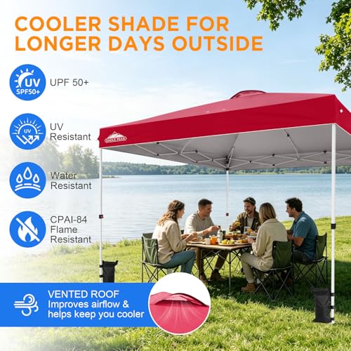 EAGLE PEAK 12x12 Pop Up Canopy Tent Easy Up Canopy Outdoor, Red - color: Red, size: 12x12